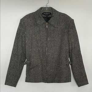Braebrook 💯 Wool Herringbone Lined Suit Jacket - Grey - size 8